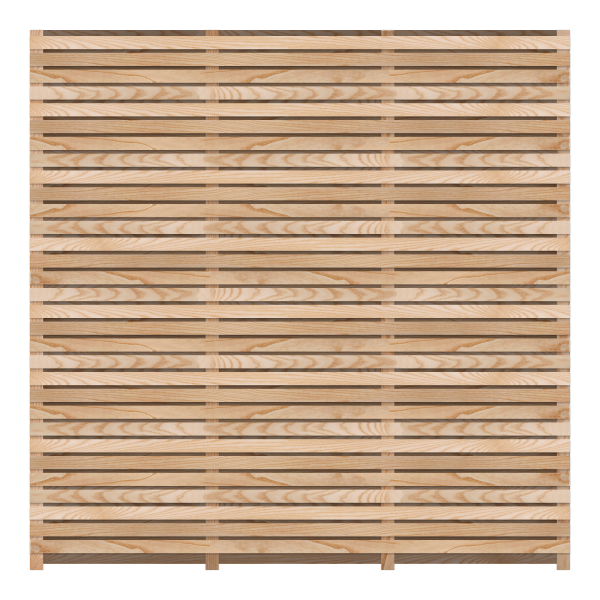 Front view of the Douglas Fir hit and miss fence panels.
