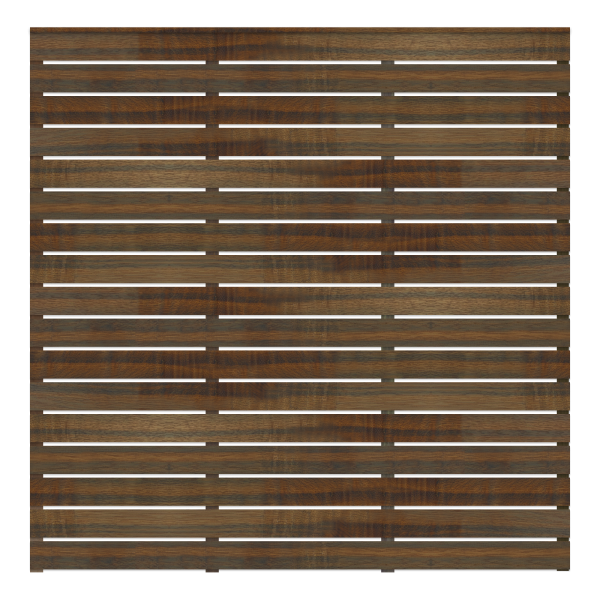 Front view of the Tulipwood wide slat fence panel.