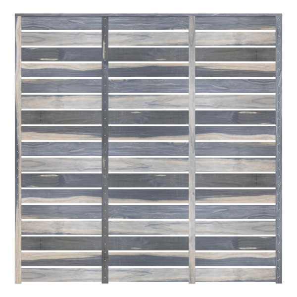 Rear view of the wide slatted Accoya fence panel.
