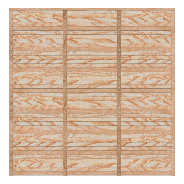 Rear view of the Douglas Fir narrow slat solid fence panel.